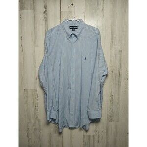 Ralph Lauren Yarmouth Button Up Shirt 17-34 Blue Stripe